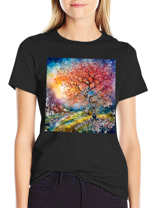 Watercolor Tree Graphic T-Shirt - Nature Art Tee