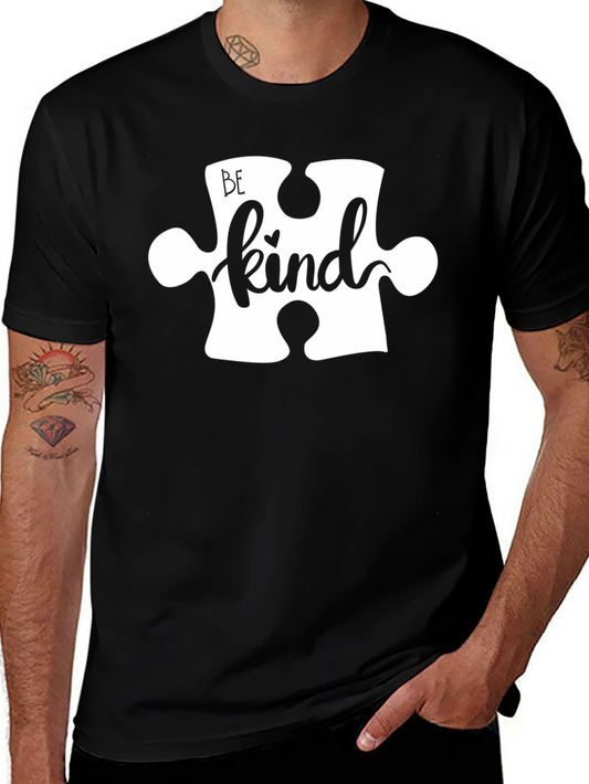 Be Kind Puzzle Piece Black T-Shirt