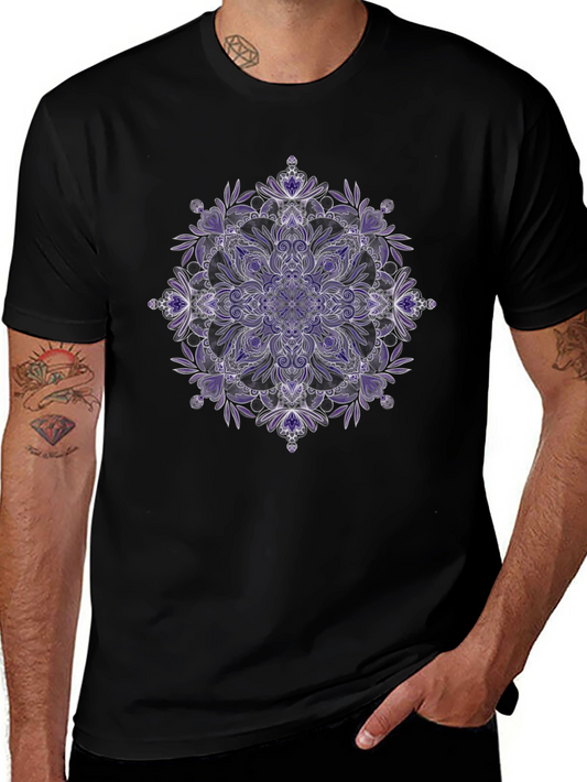 Floral Mandala Graphic T-Shirt - Black
