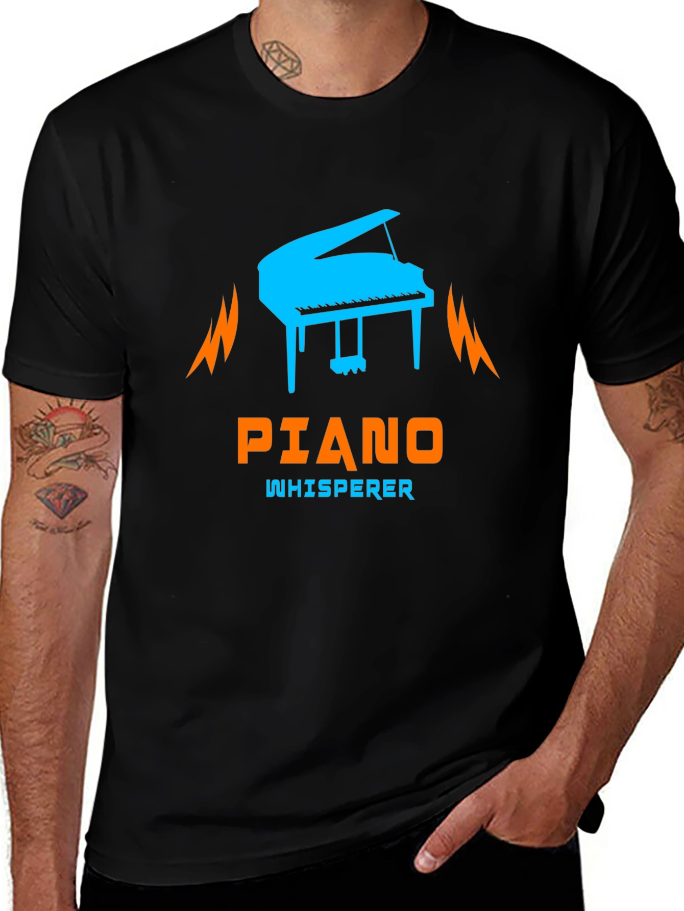 Piano Whisperer Graphic T-Shirt - Black