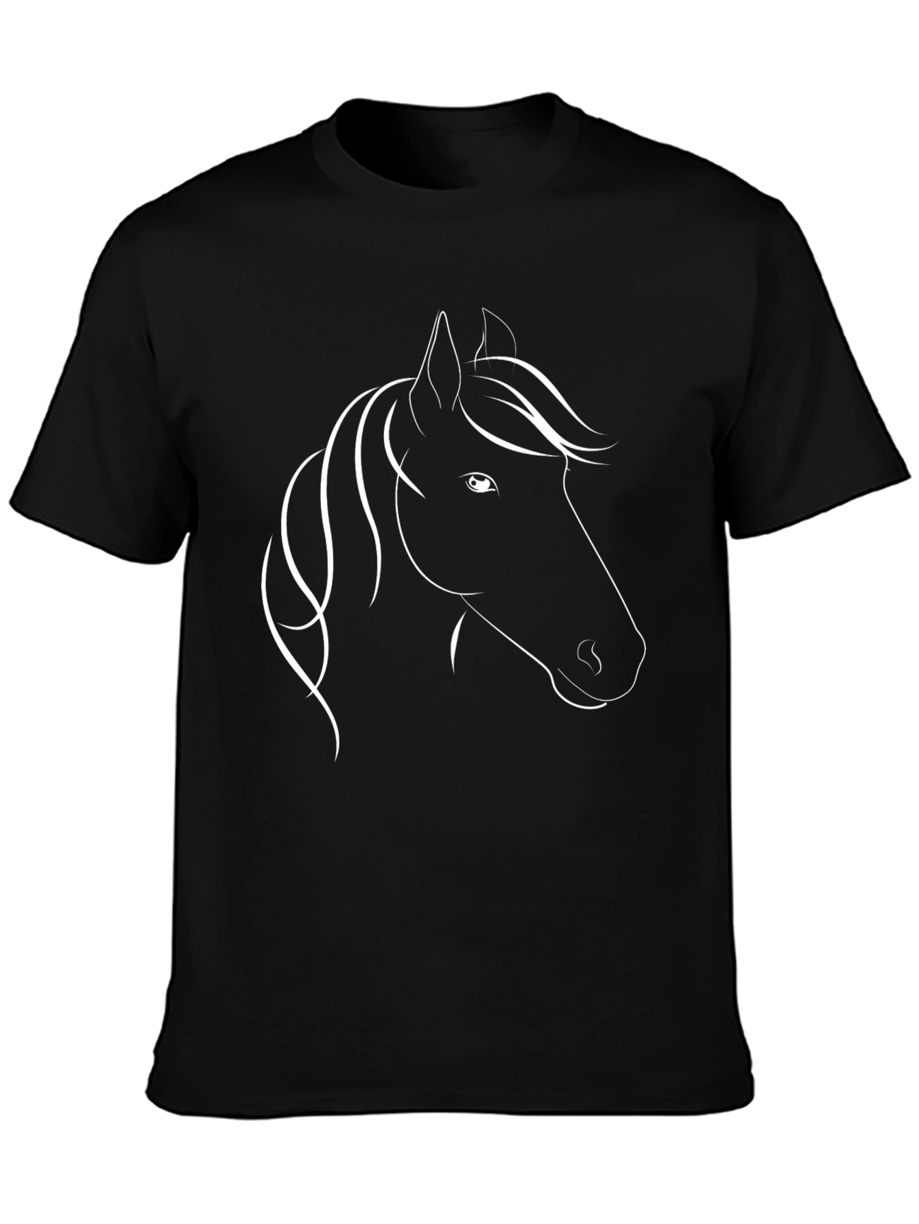 Black T-Shirt with Horse Design