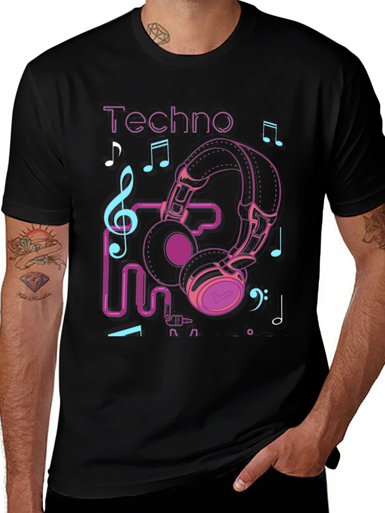 Techno Music Headphone Graphic T-Shirt