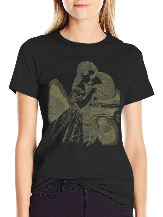 Alice in Wonderland Graphic Tee - Black Cotton Blend