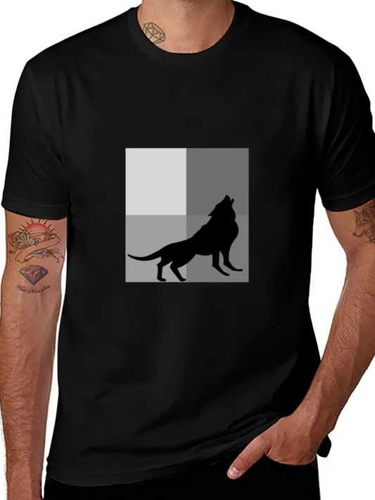 Wolf Silhouette Graphic Tee - Black Cotton T-Shirt