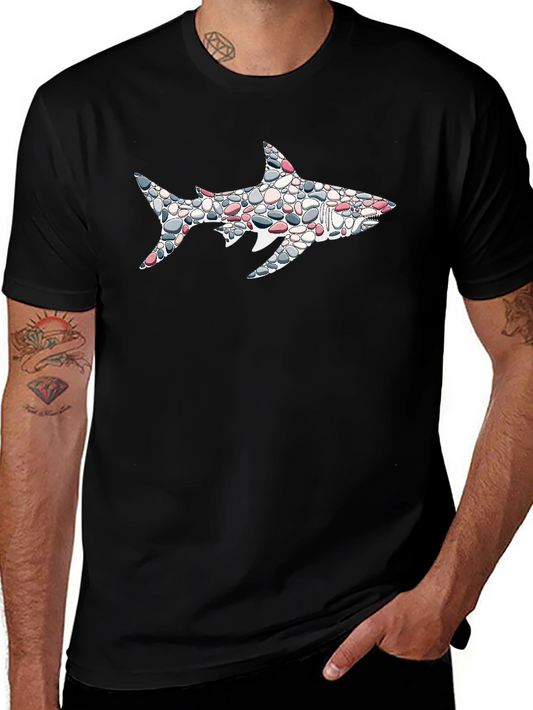 Shark Pebble Pattern Tee - Black Cotton Comfort