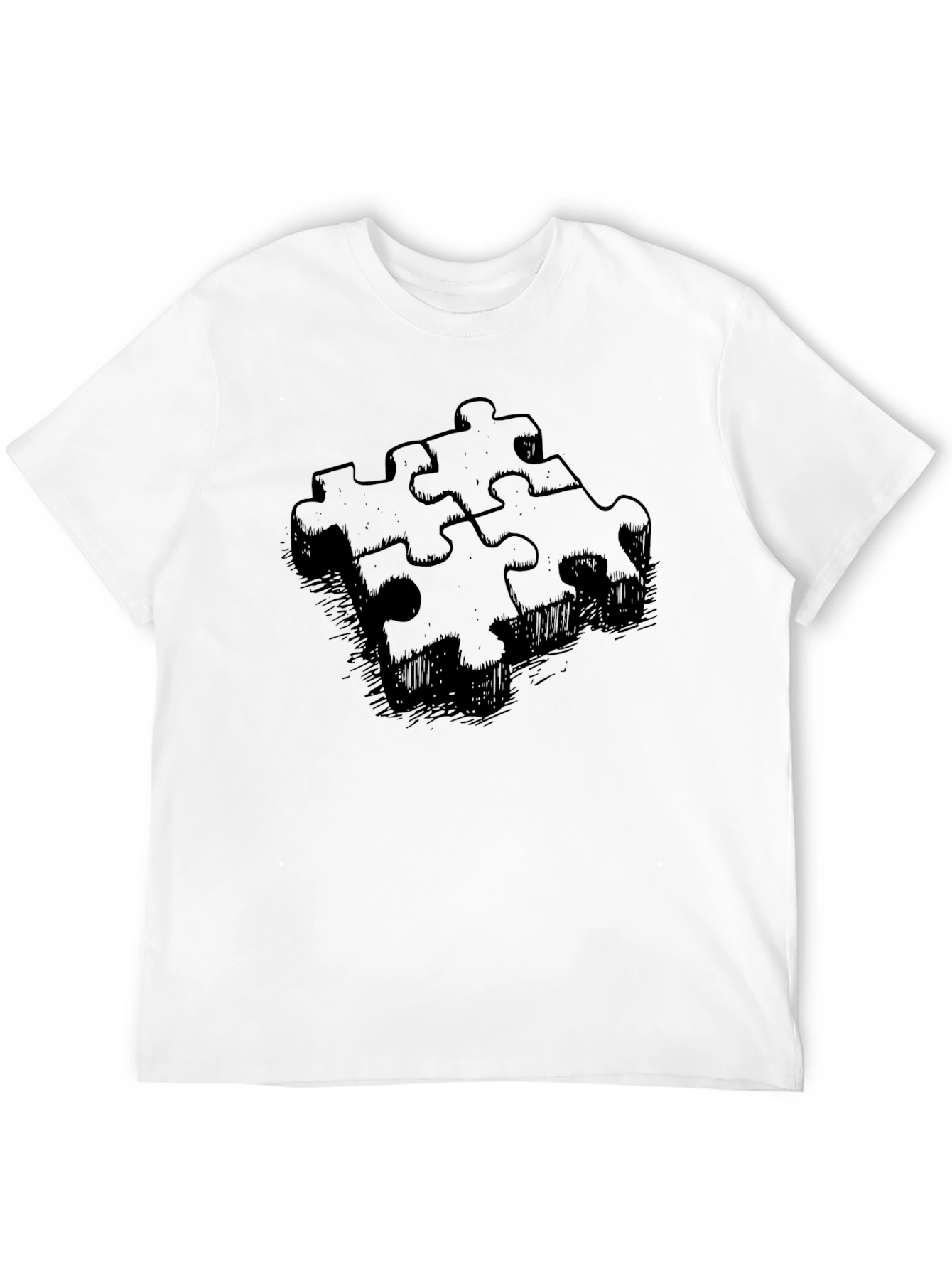 Puzzle Piece Graphic T-Shirt - Black Cotton Tee