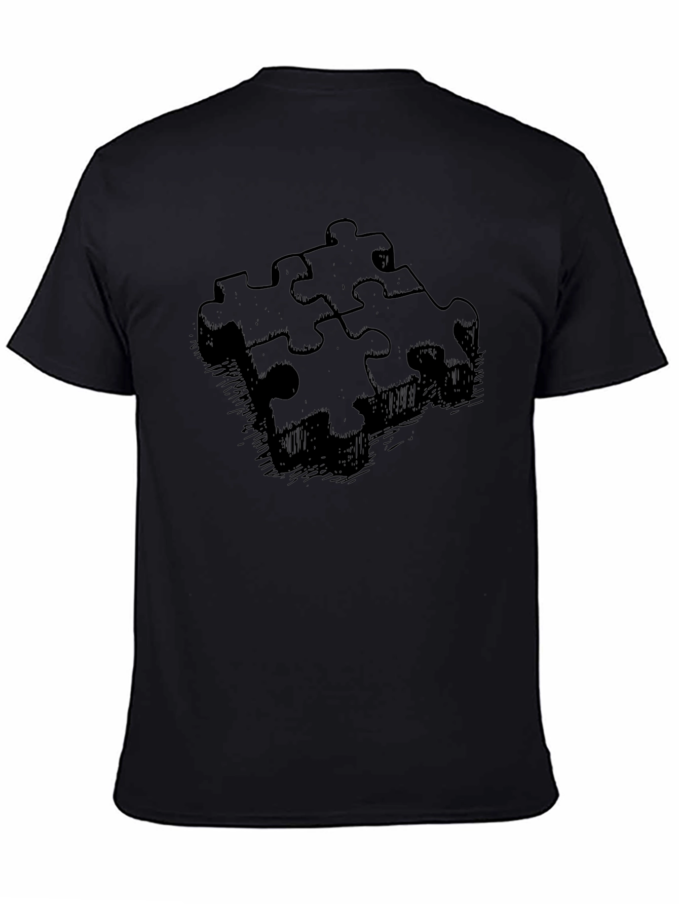 Puzzle Piece Graphic T-Shirt - Black Cotton Tee