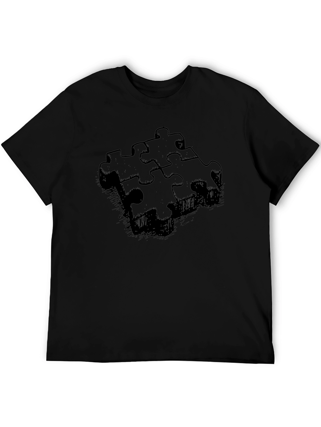 Puzzle Piece Graphic T-Shirt - Black Cotton Tee