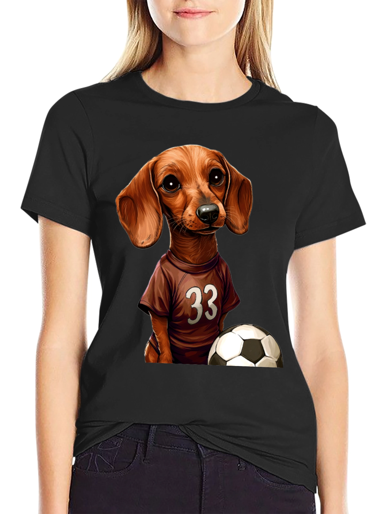 Dachshund Soccer T-Shirt - Number 33