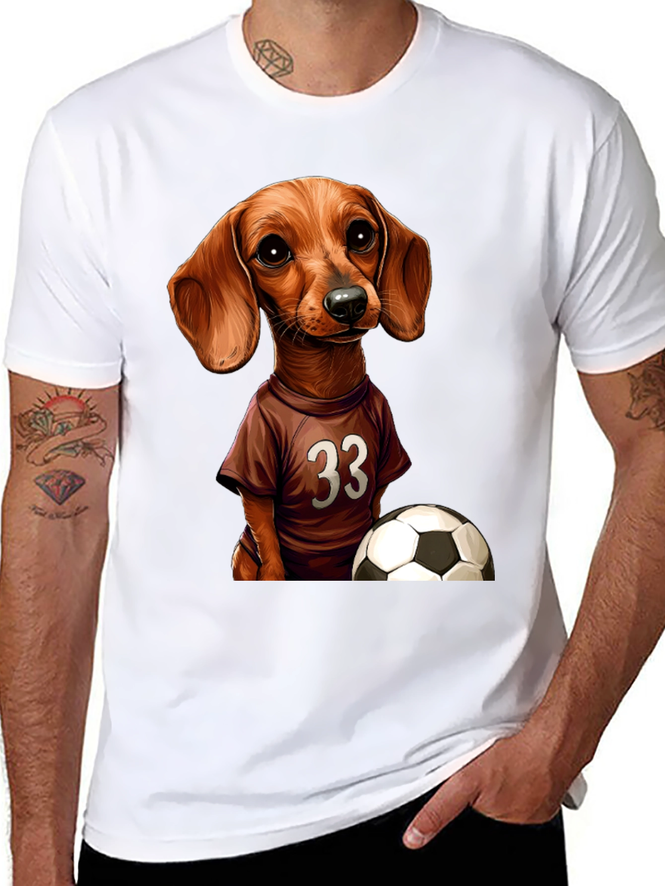 Dachshund Soccer T-Shirt - Number 33