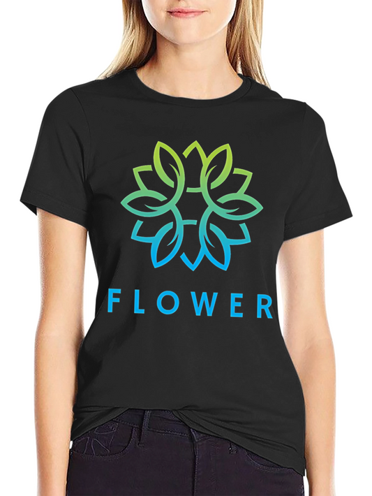 Flower Graphic Print Black T-Shirt
