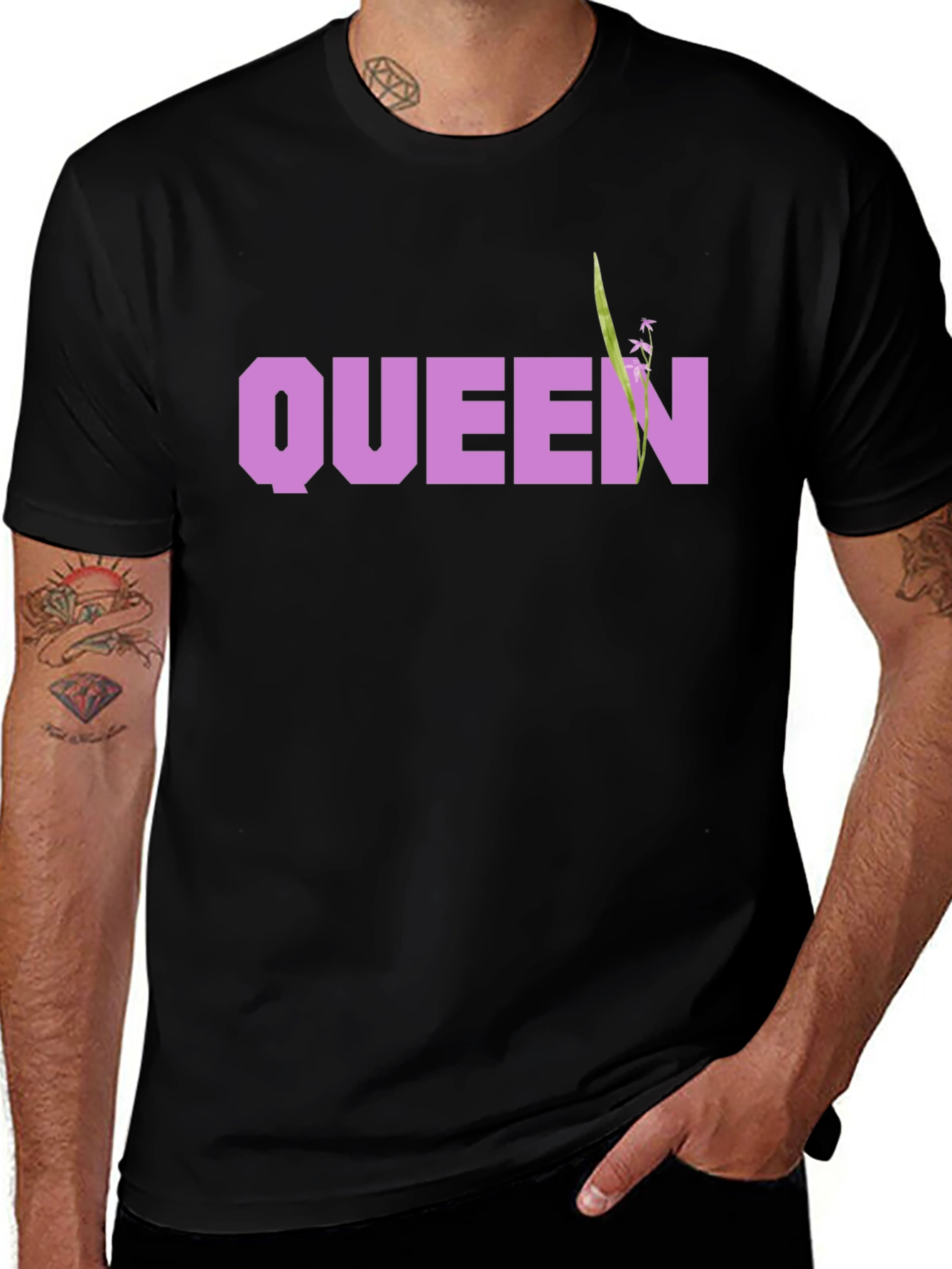 Queen Floral Graphic Black T-Shirt