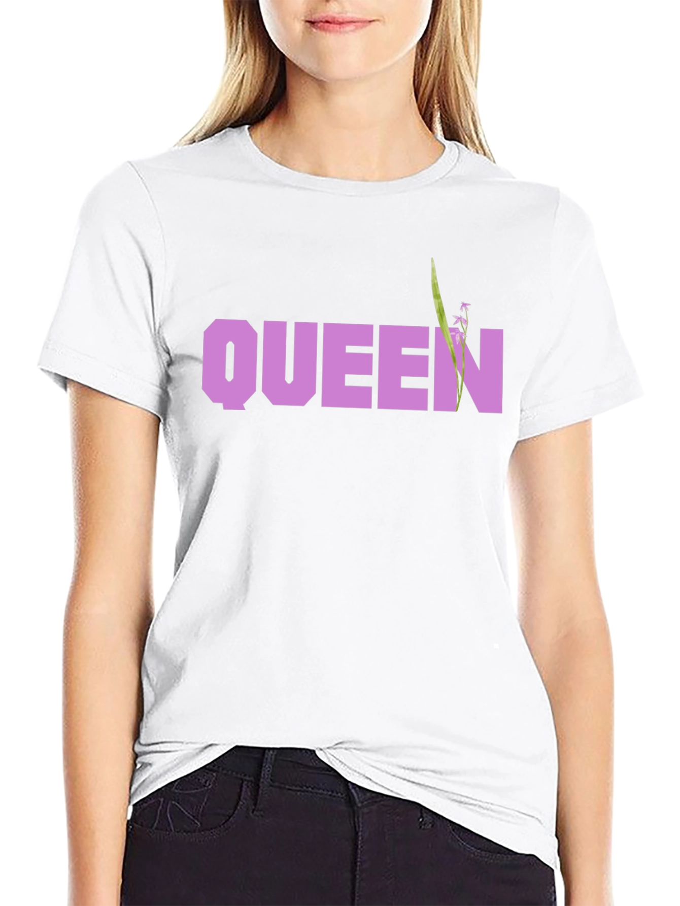 Queen Floral Graphic Black T-Shirt