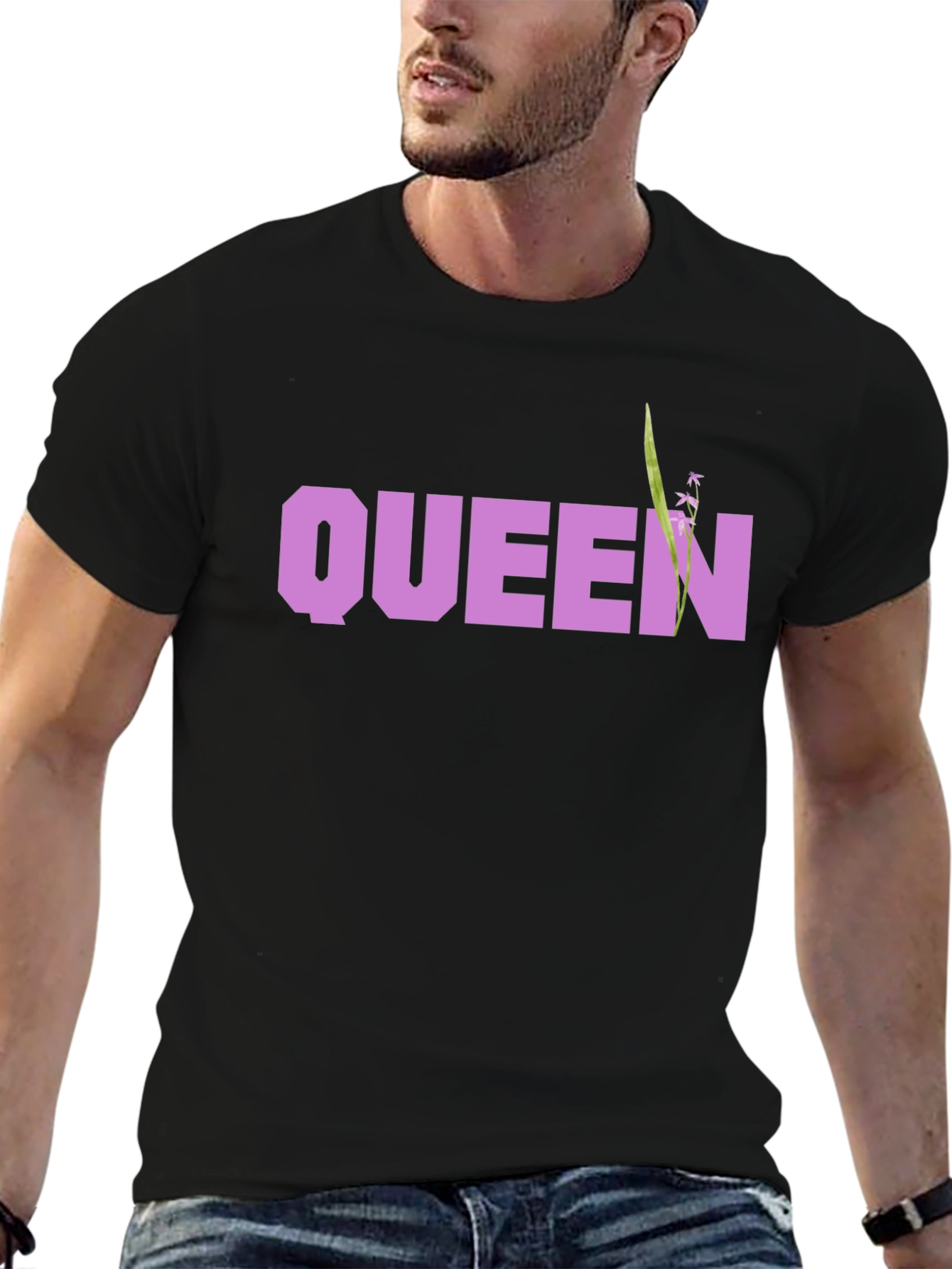 Queen Floral Graphic Black T-Shirt