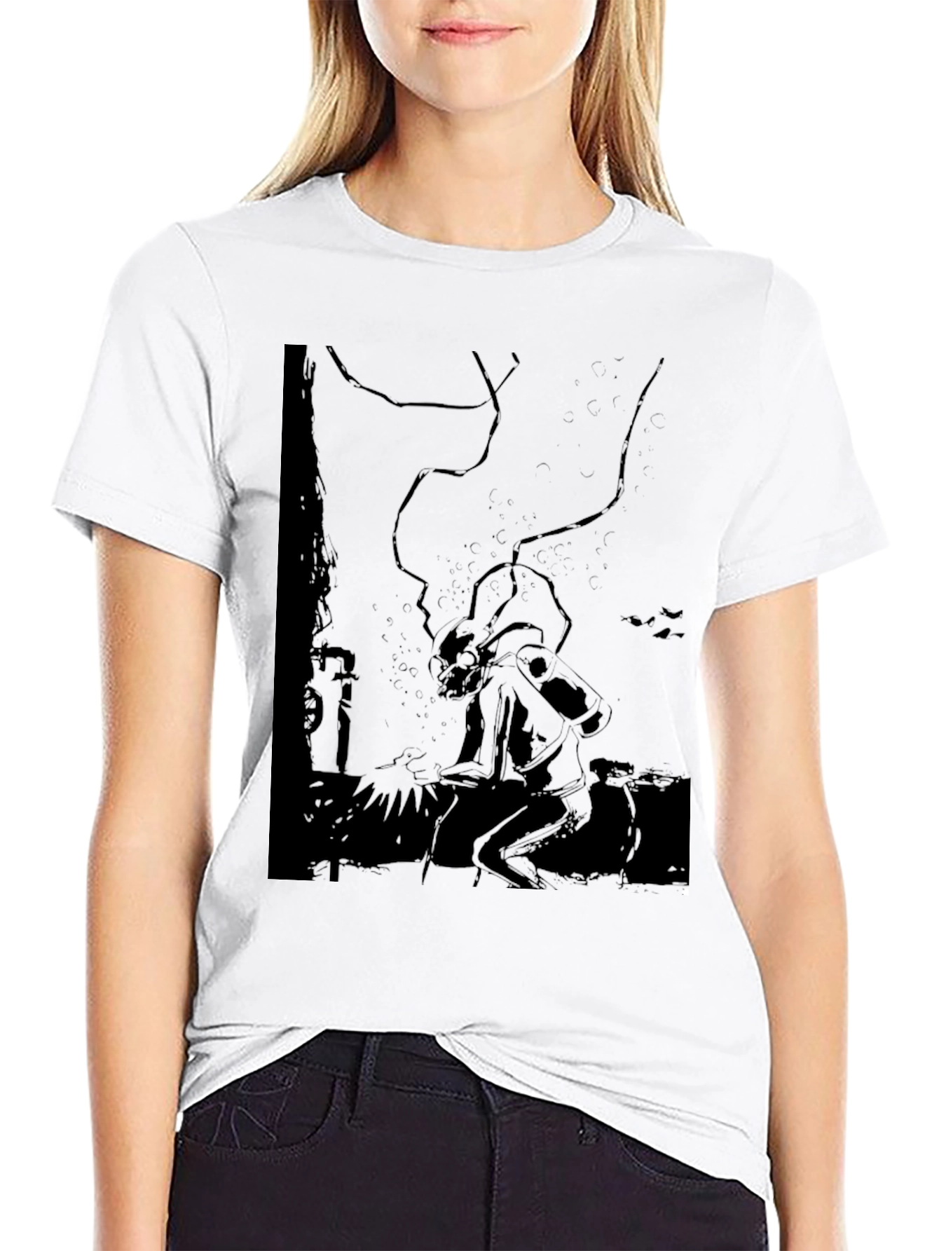 Graphic Black T-Shirt - Silhouette Design