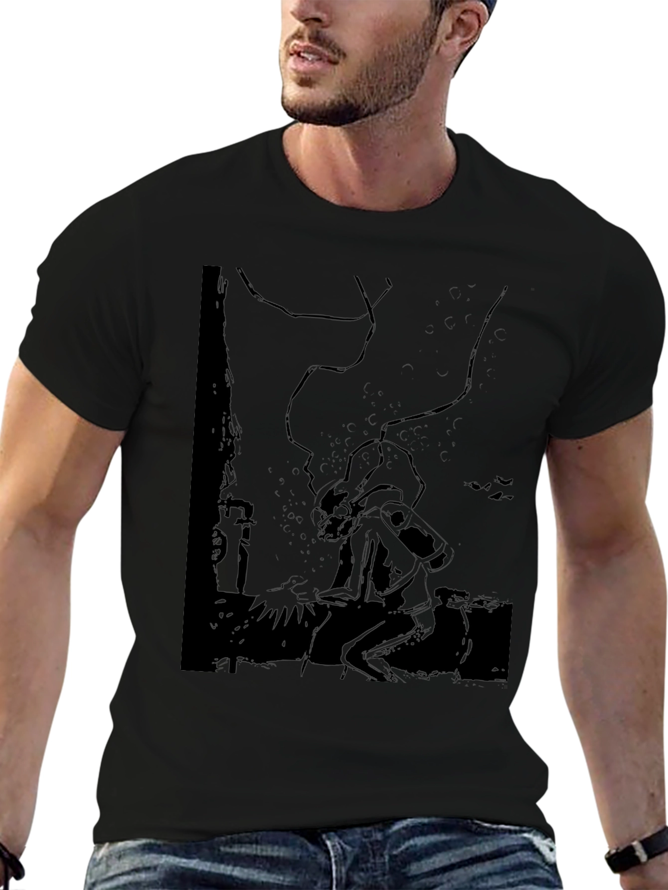 Graphic Black T-Shirt - Silhouette Design