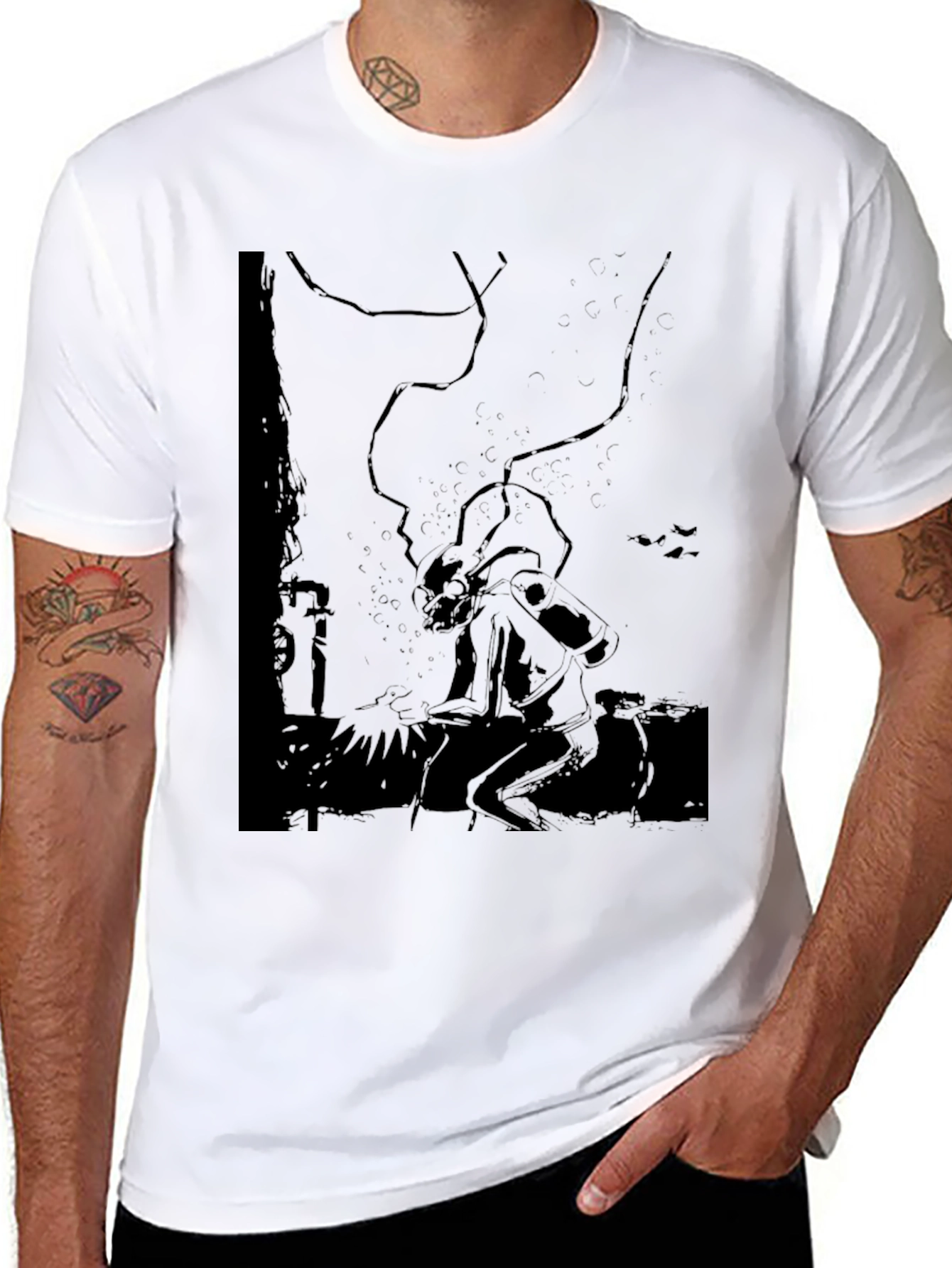 Graphic Black T-Shirt - Silhouette Design