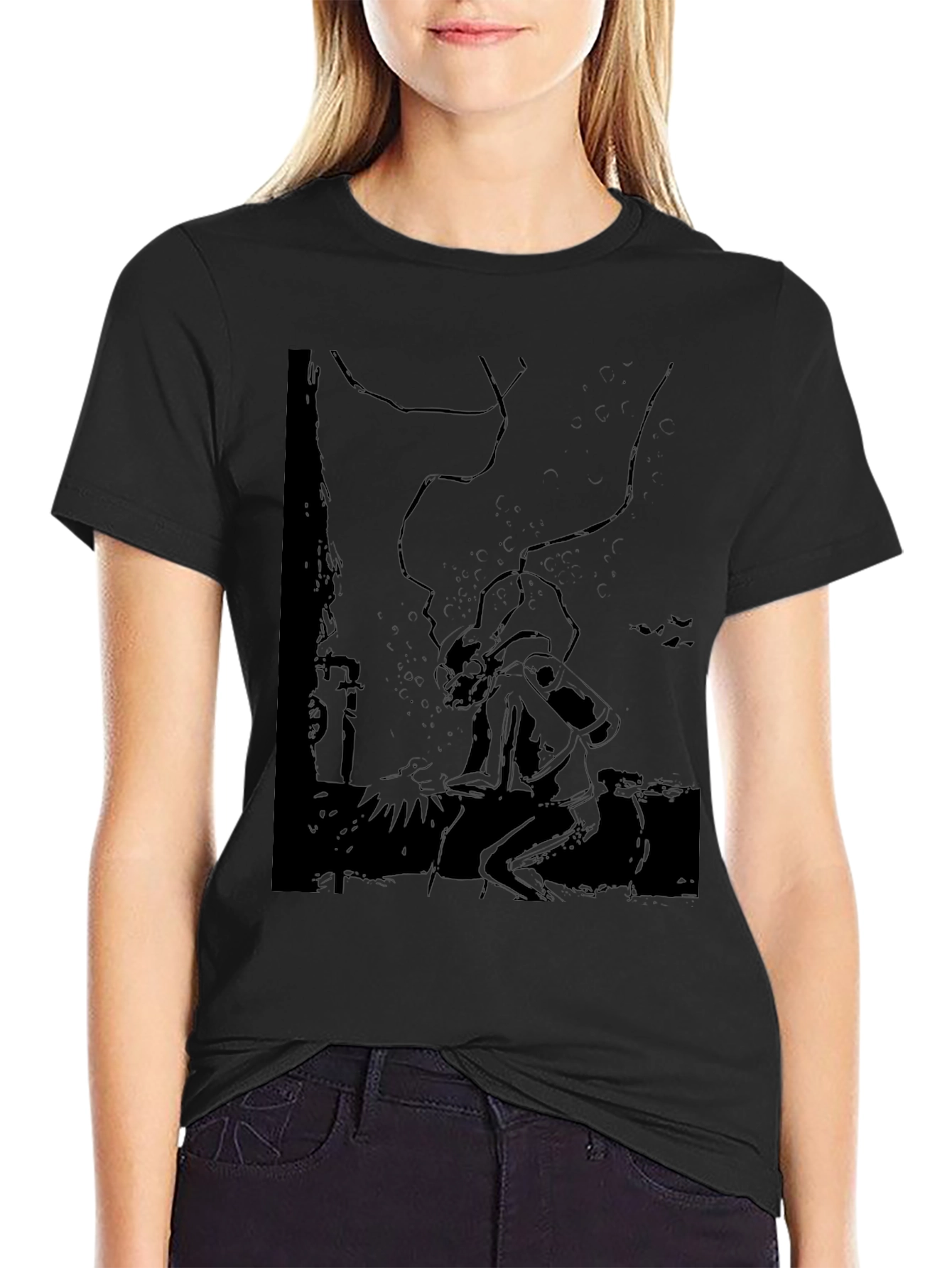 Graphic Black T-Shirt - Silhouette Design