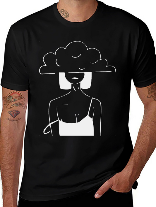 Abstract Cloud Mind Graphic Tee - Unisex Black T-Shirt
