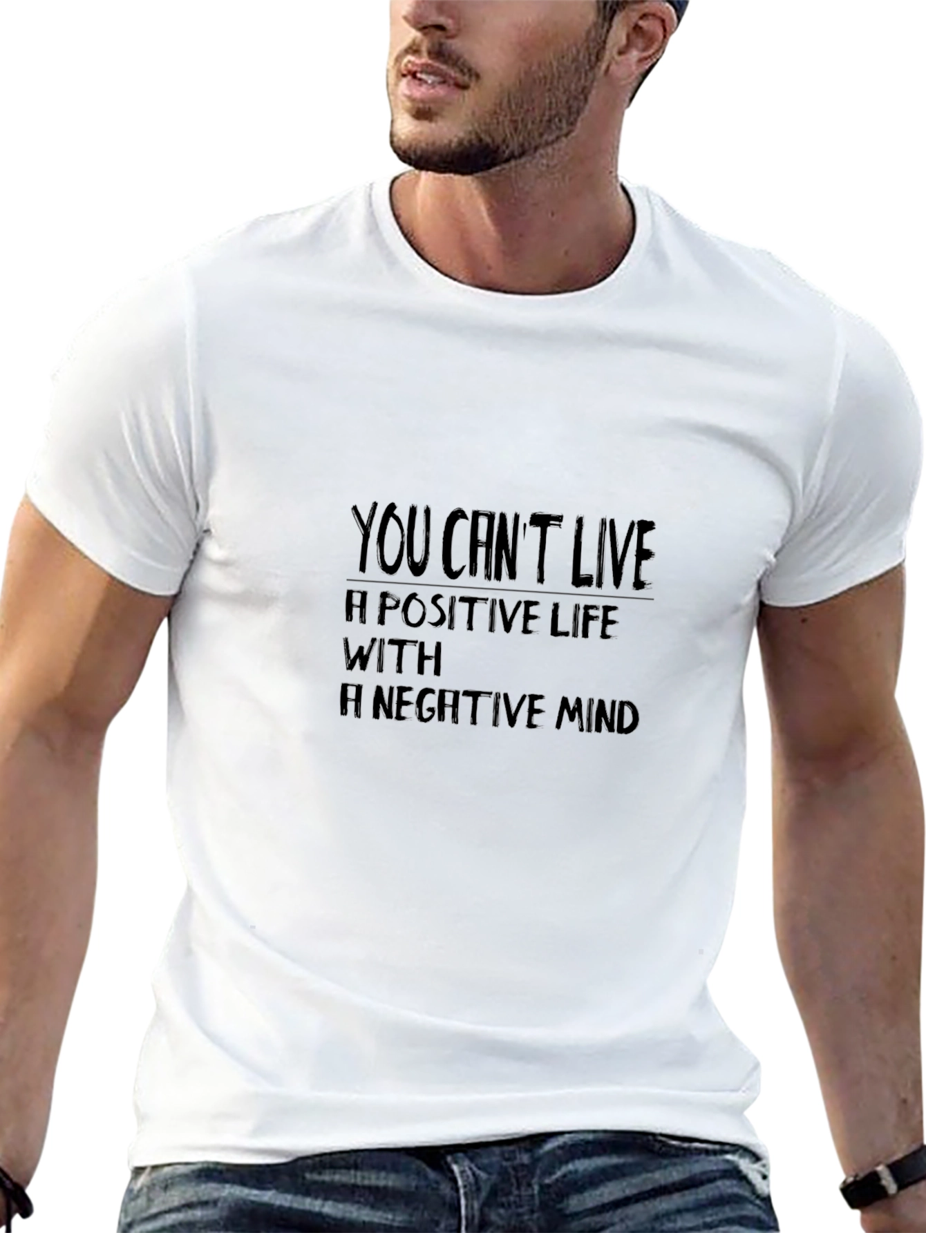 Inspirational Black T-Shirt - Positive Life Negative Mind