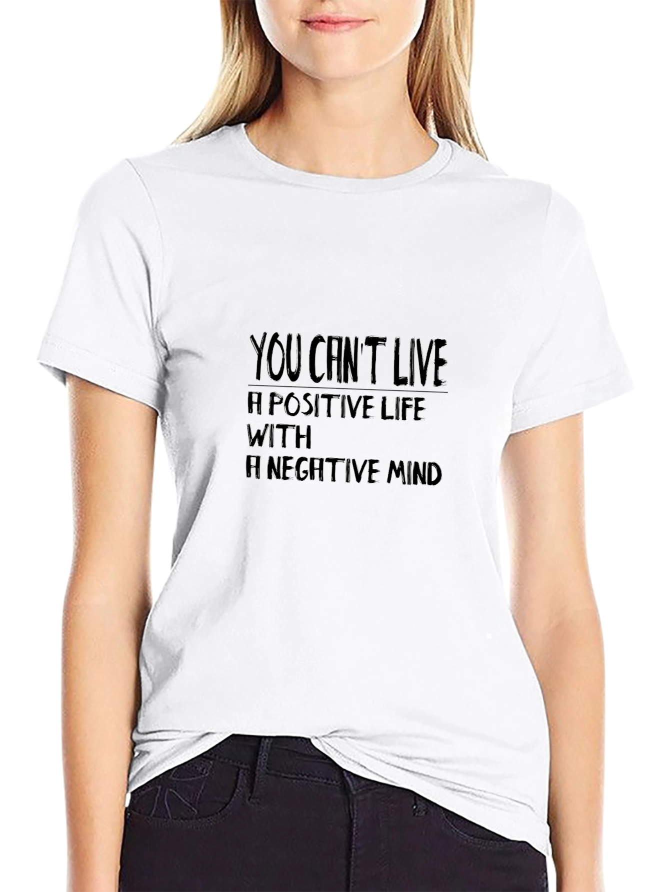 Inspirational Black T-Shirt - Positive Life Negative Mind