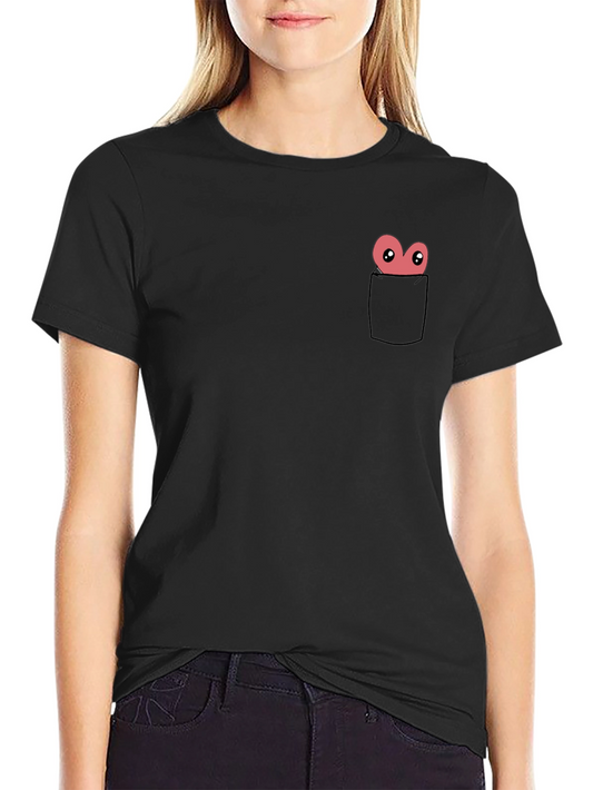 Funny Cartoon Heart Pocket T-Shirt