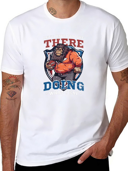 Fun Gorilla Football Graphic Tee - Lets Have Fun Out There!