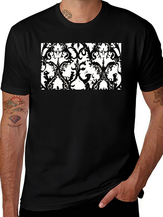 Abstract Print Black Crew Neck Tee