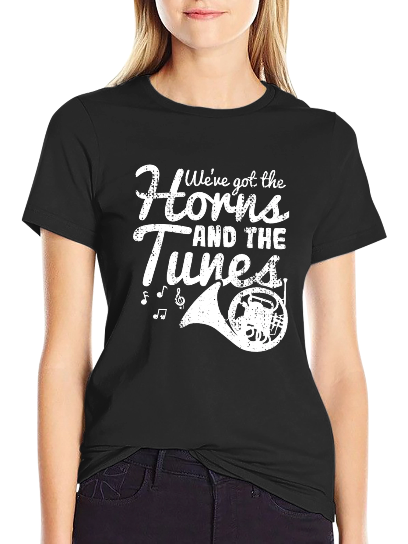 Music Lovers Tee: Horns and Tunes Design