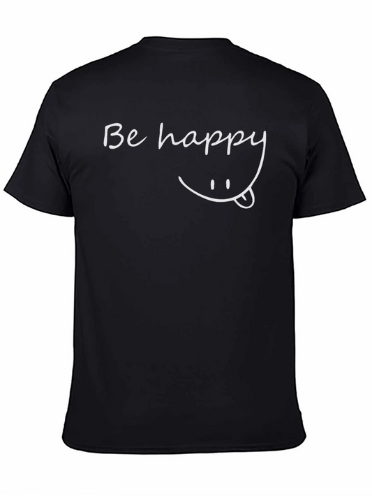 Be Happy Black Graphic Tee