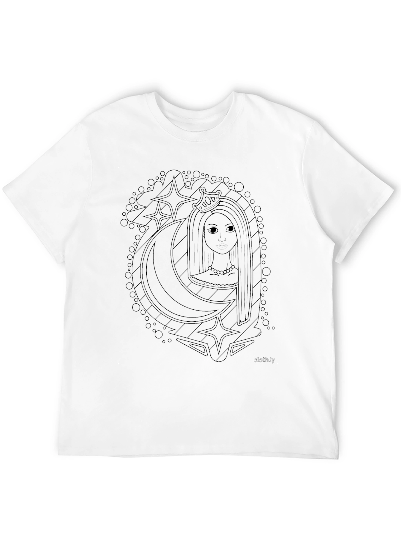 Black T-Shirt with Moon Princess Graphic