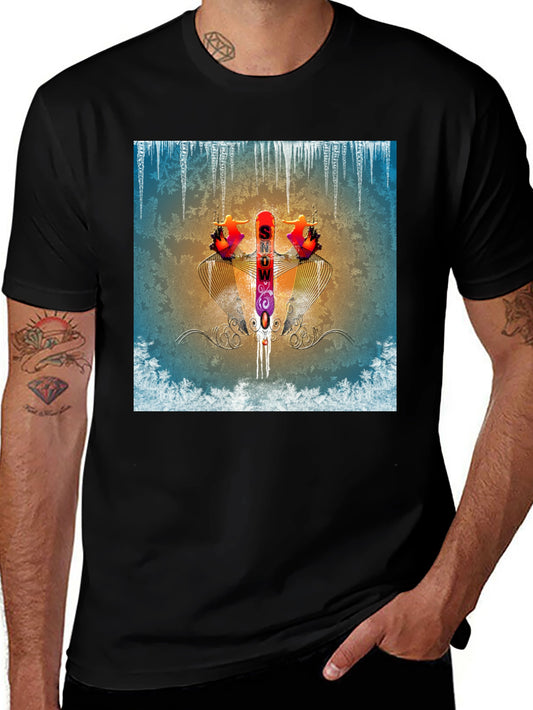 Abstract Graphic Print Tee - Winter Snow
