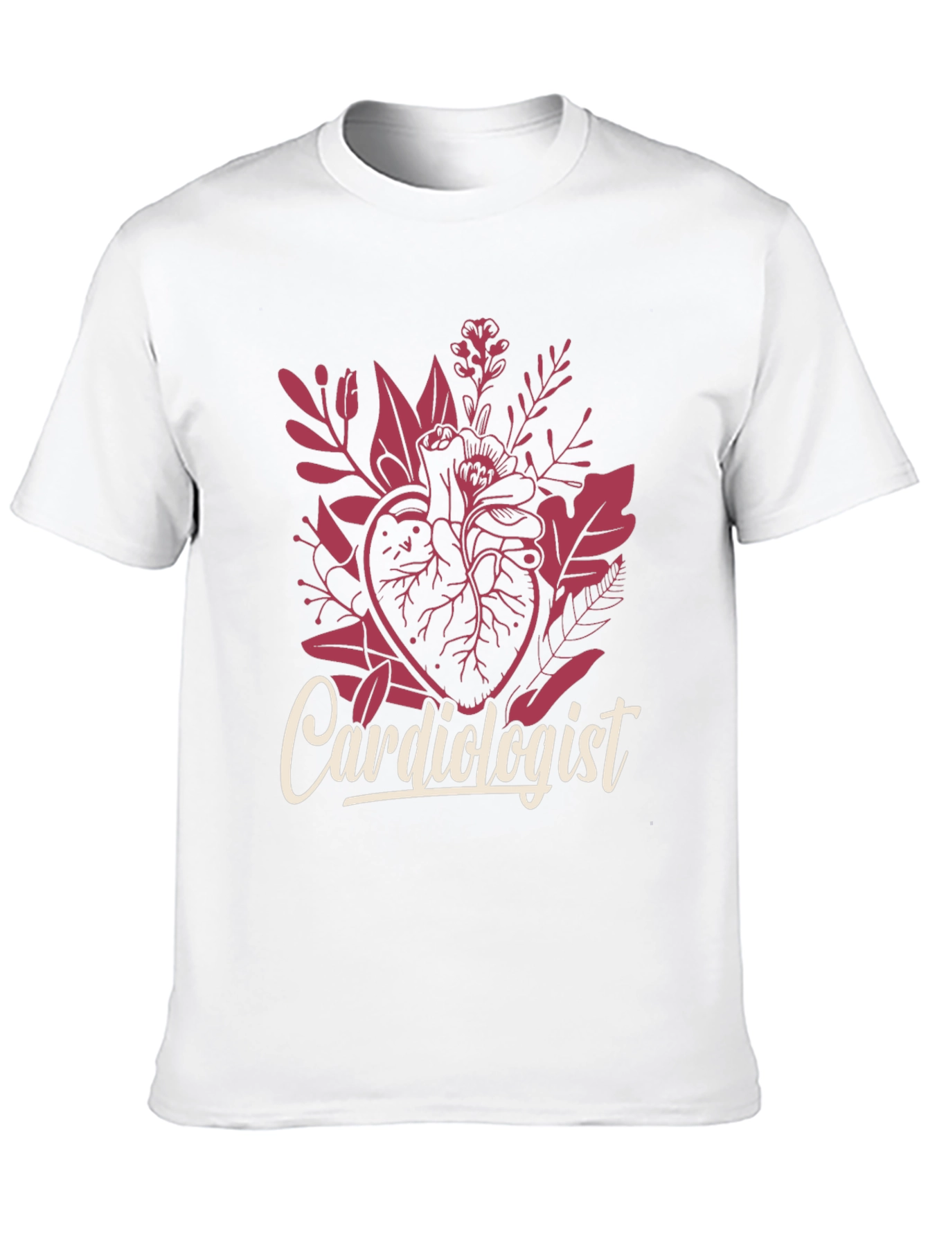 Cardiologist Heart Floral Graphic T-Shirt