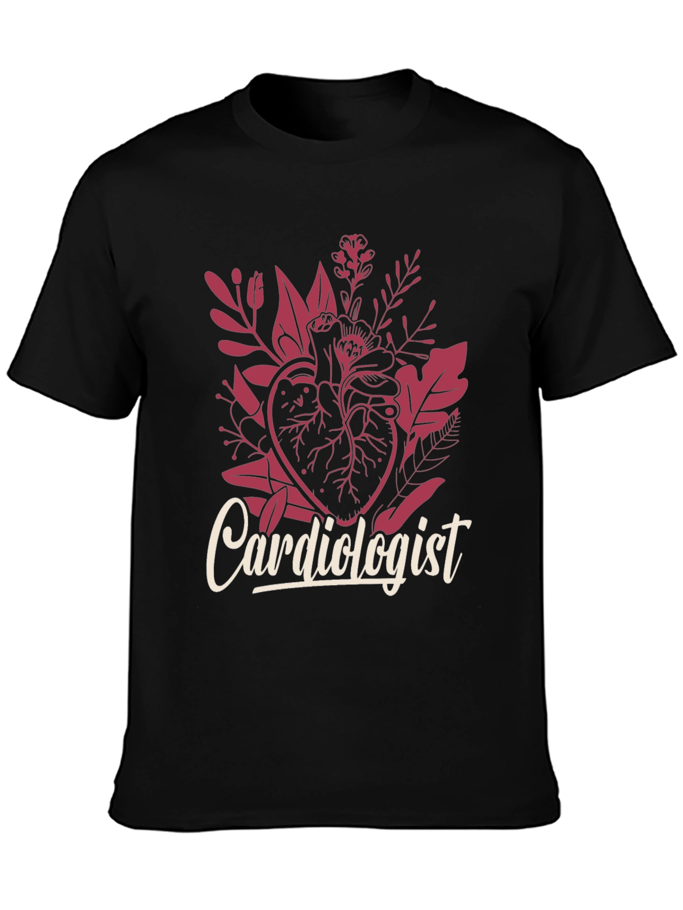 Cardiologist Heart Floral Graphic T-Shirt