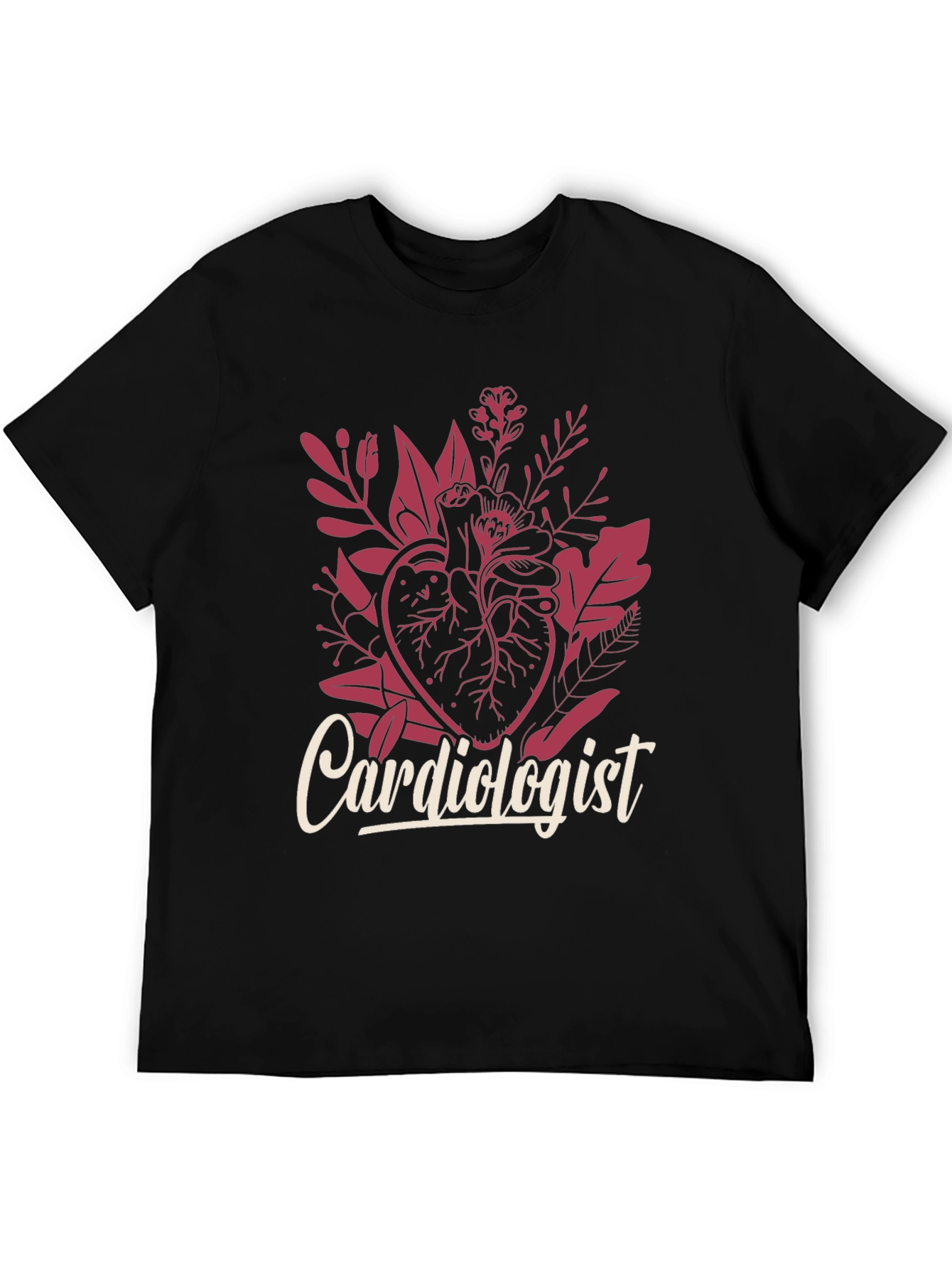 Cardiologist Heart Floral Graphic T-Shirt
