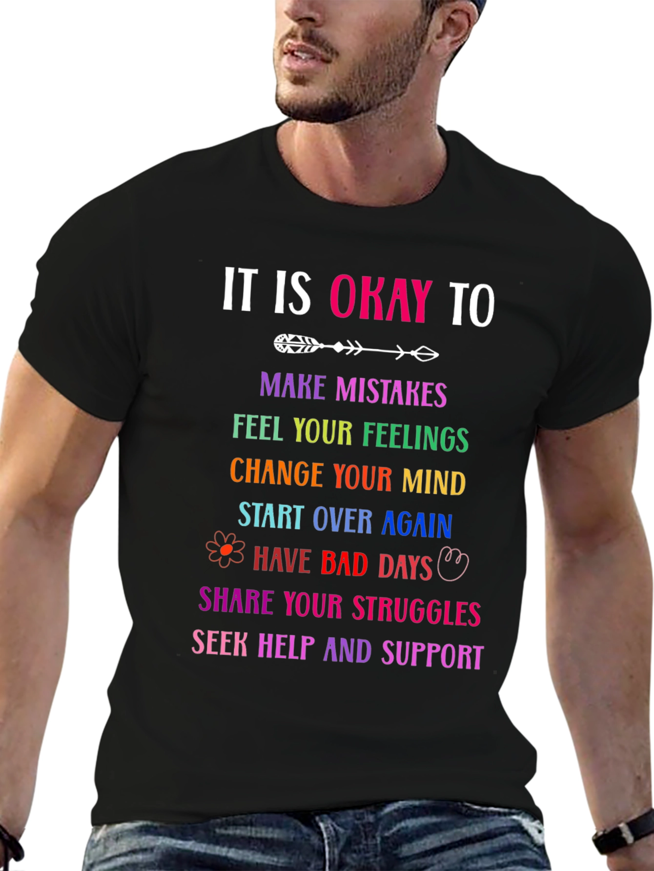It Is Okay To Rainbow Graphic T-Shirt