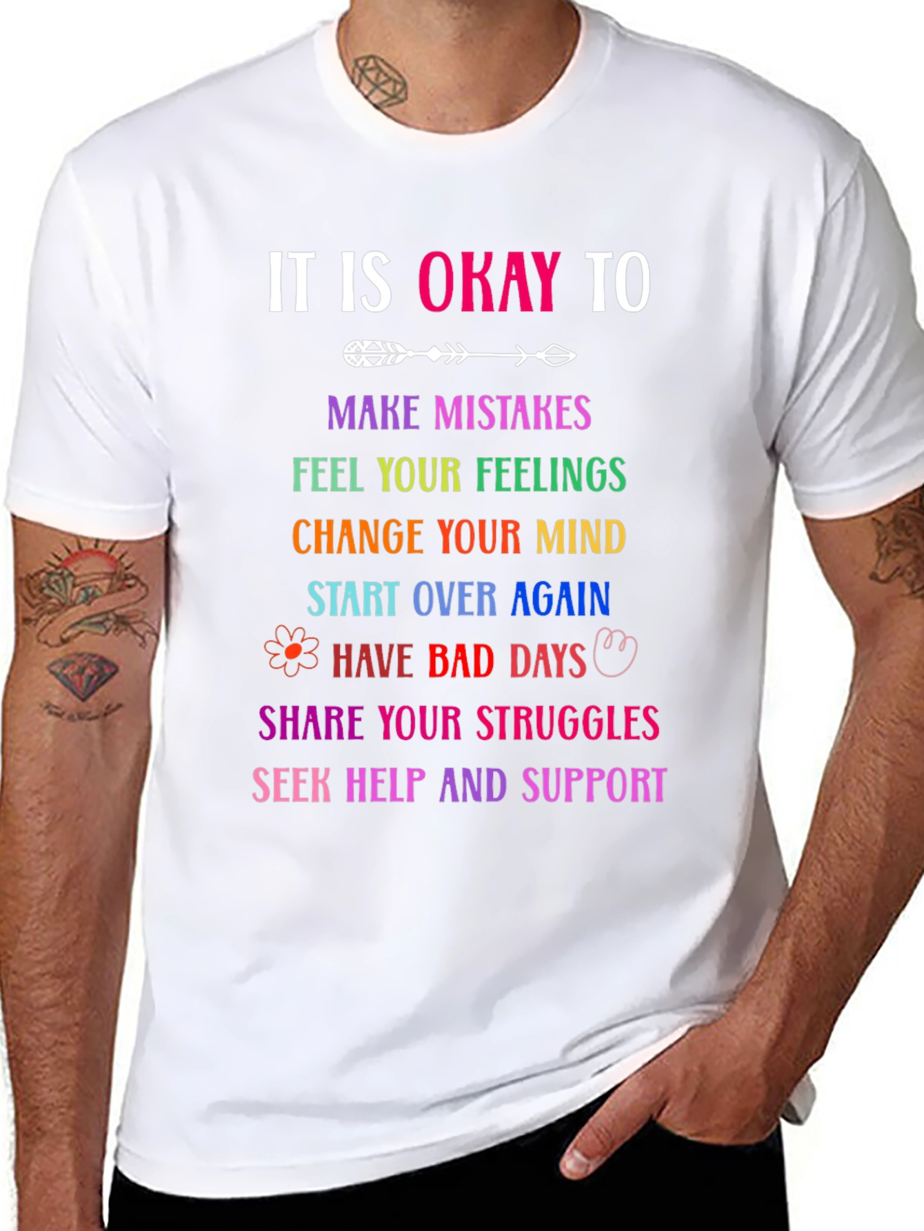 It Is Okay To Rainbow Graphic T-Shirt