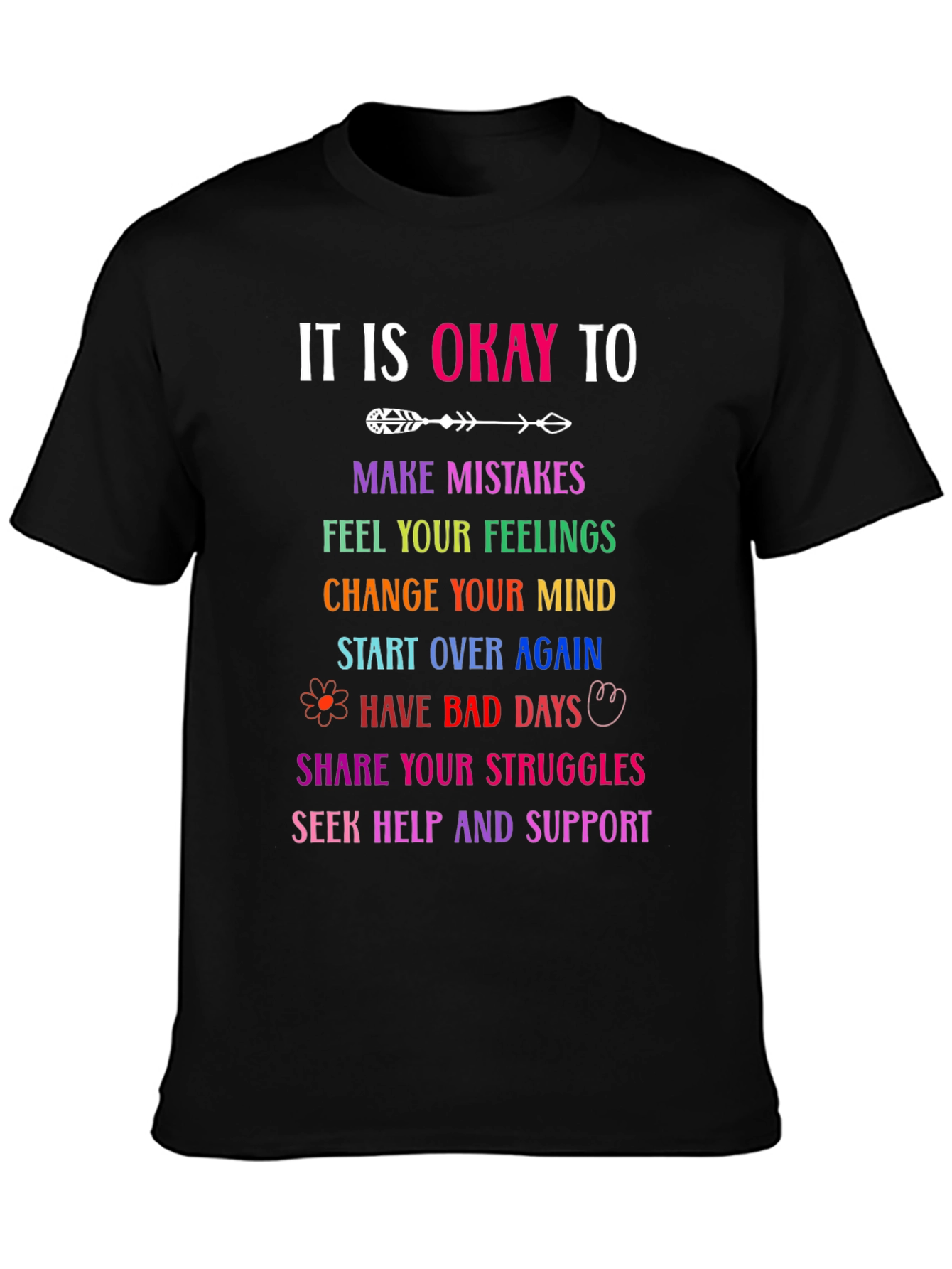 It Is Okay To Rainbow Graphic T-Shirt