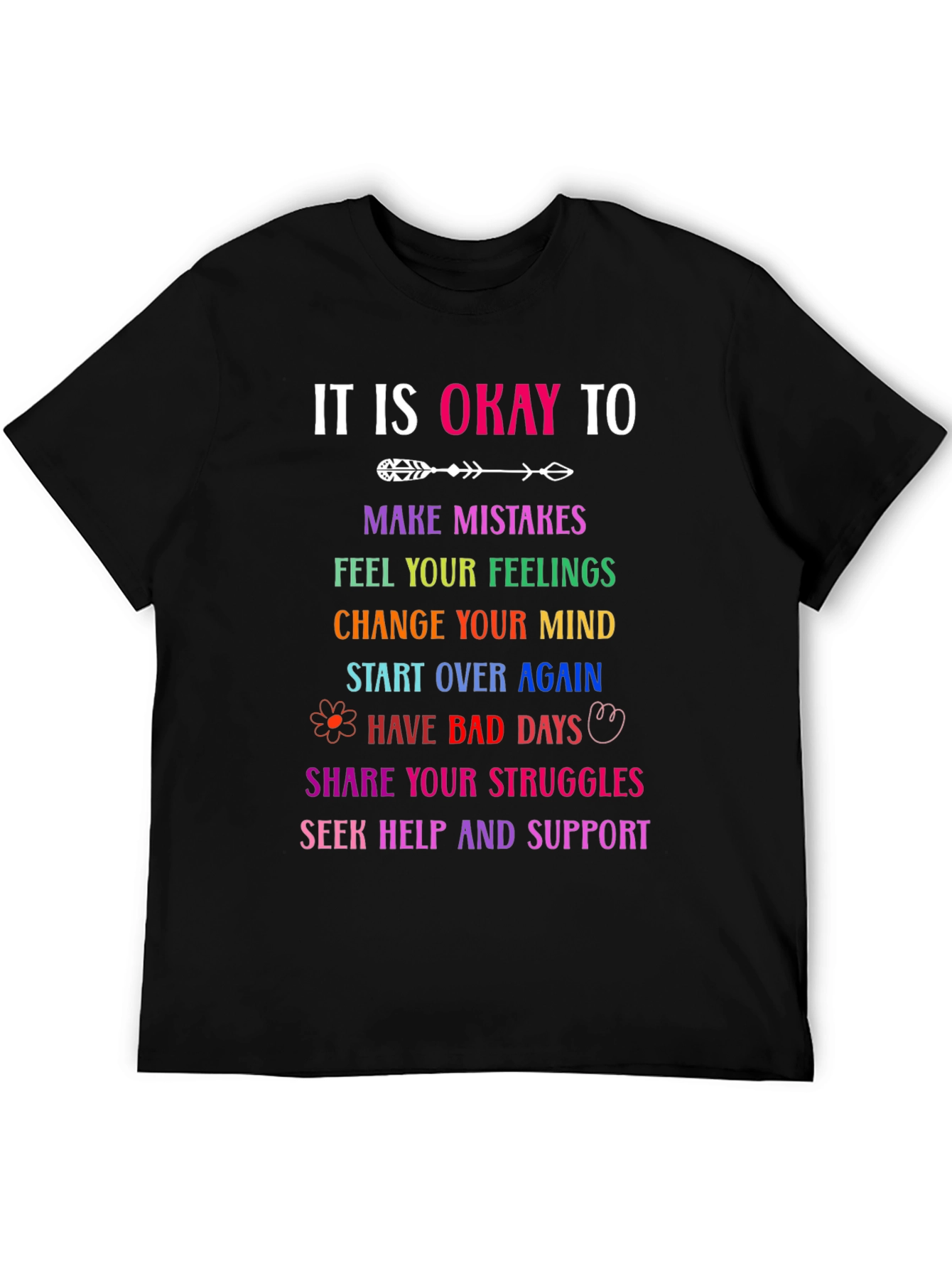 It Is Okay To Rainbow Graphic T-Shirt