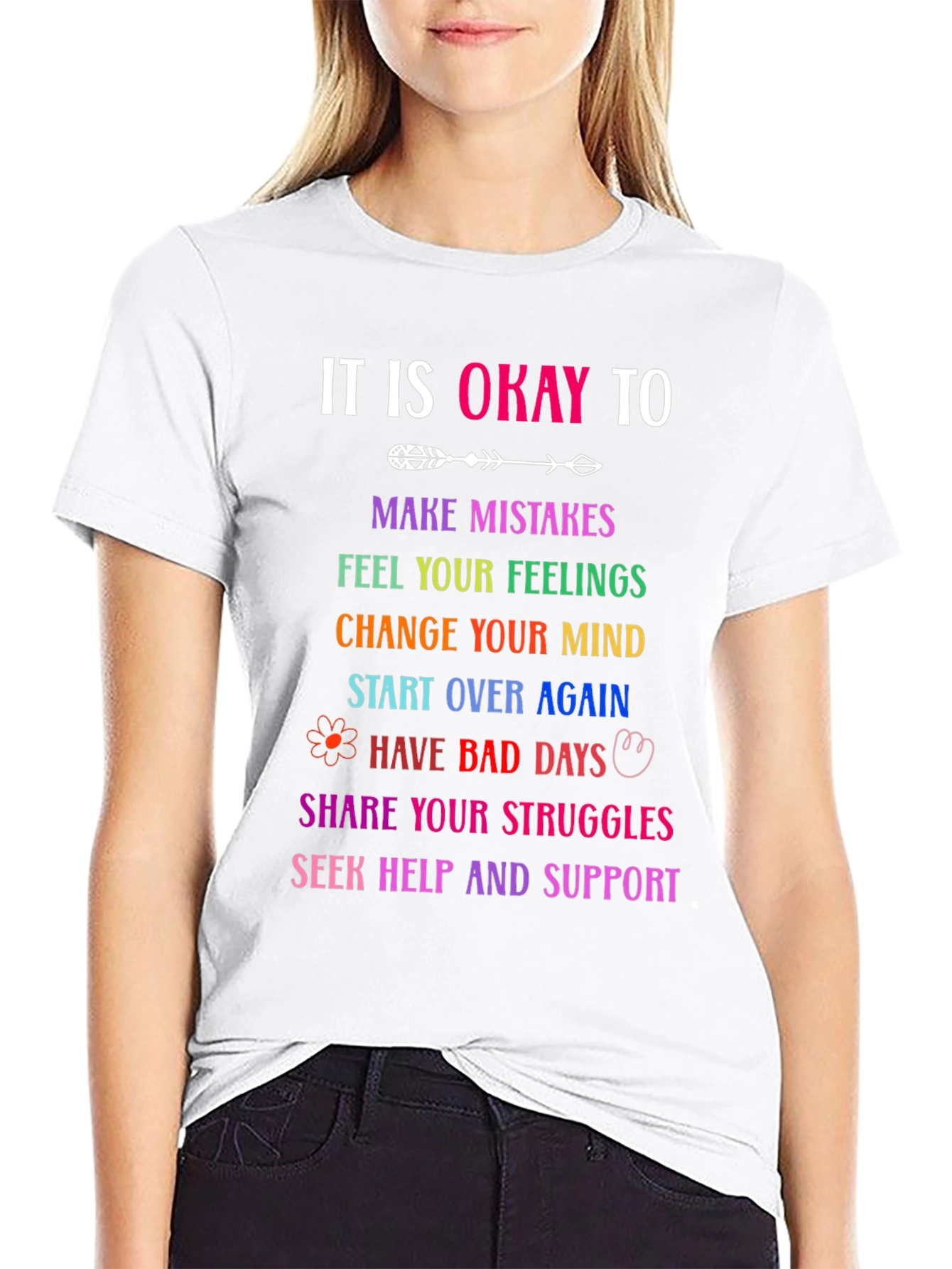 It Is Okay To Rainbow Graphic T-Shirt