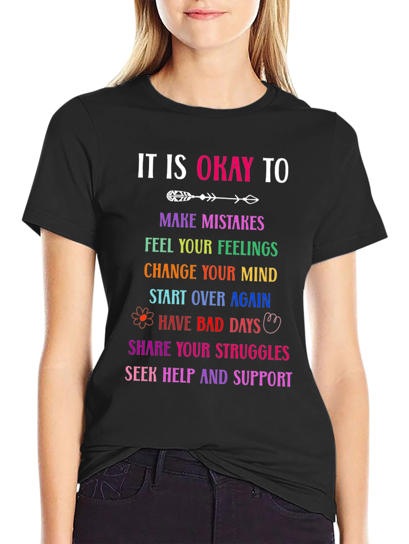 It Is Okay To Rainbow Graphic T-Shirt