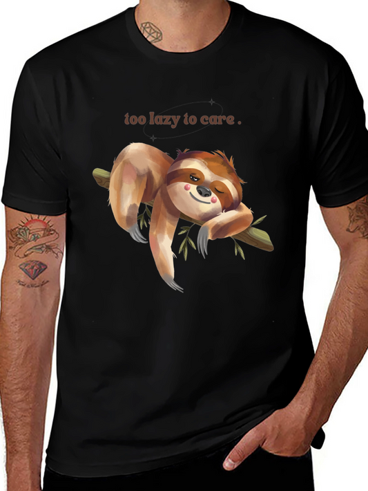 Lazy Sloth T-Shirt: Too Lazy to Care Relaxed Fit Tee