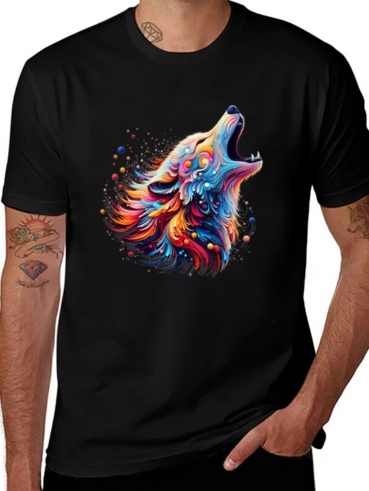 Vibrant Wolf Graphic T-Shirt - Artistic Design