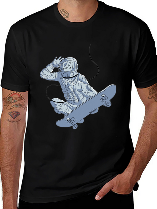 Astronaut Skateboarder Graphic Tee - Black