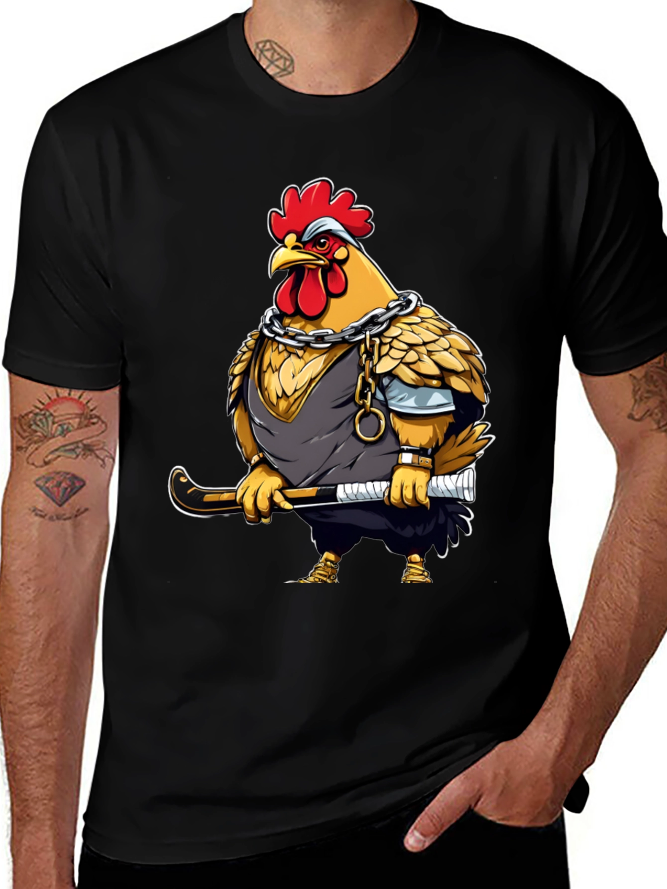 Hockey Chicken T-Shirt - Black Graphic Tee