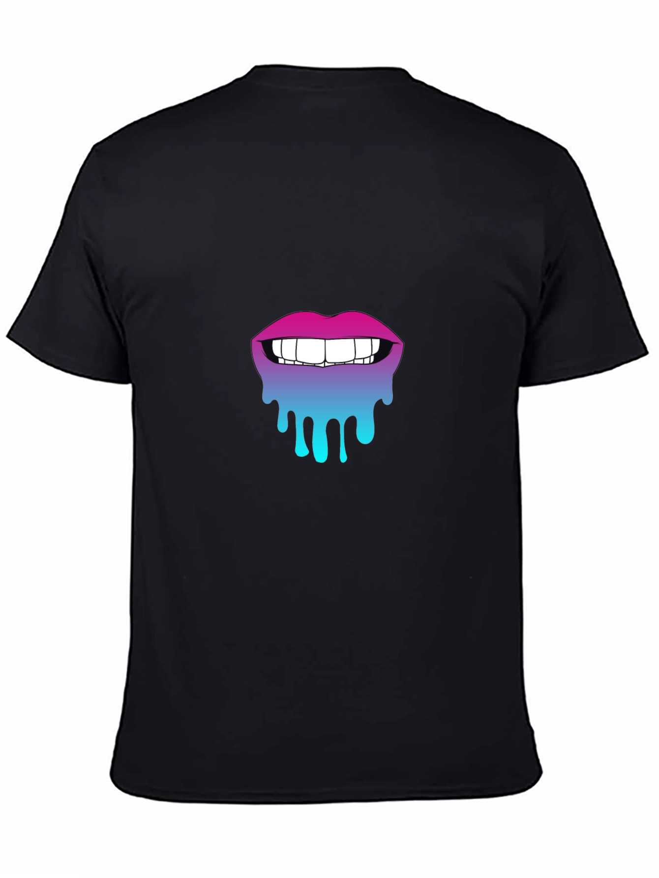 Dripping Lips Graphic Tee - Stylish Black Cotton T-Shirt