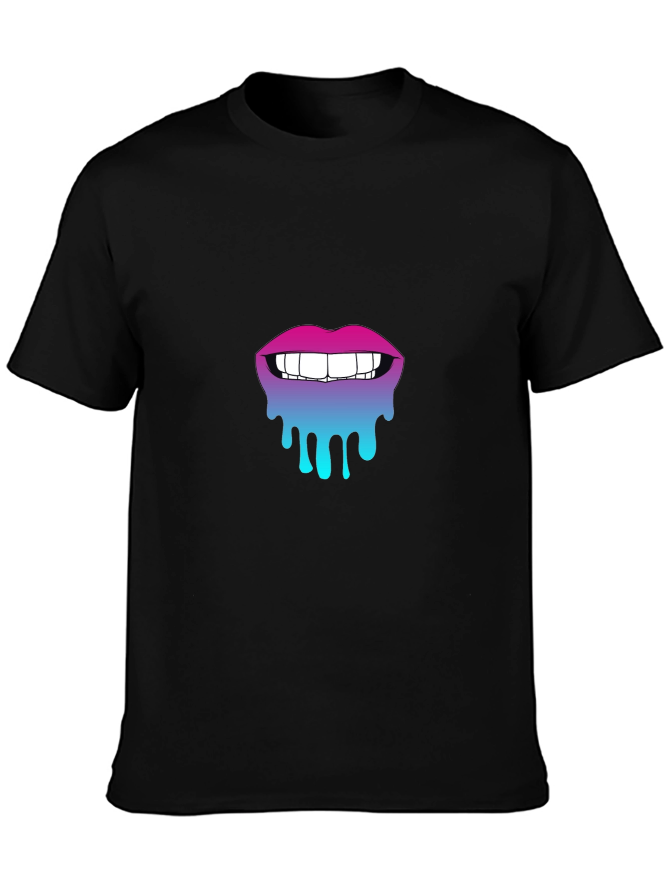 Dripping Lips Graphic Tee - Stylish Black Cotton T-Shirt