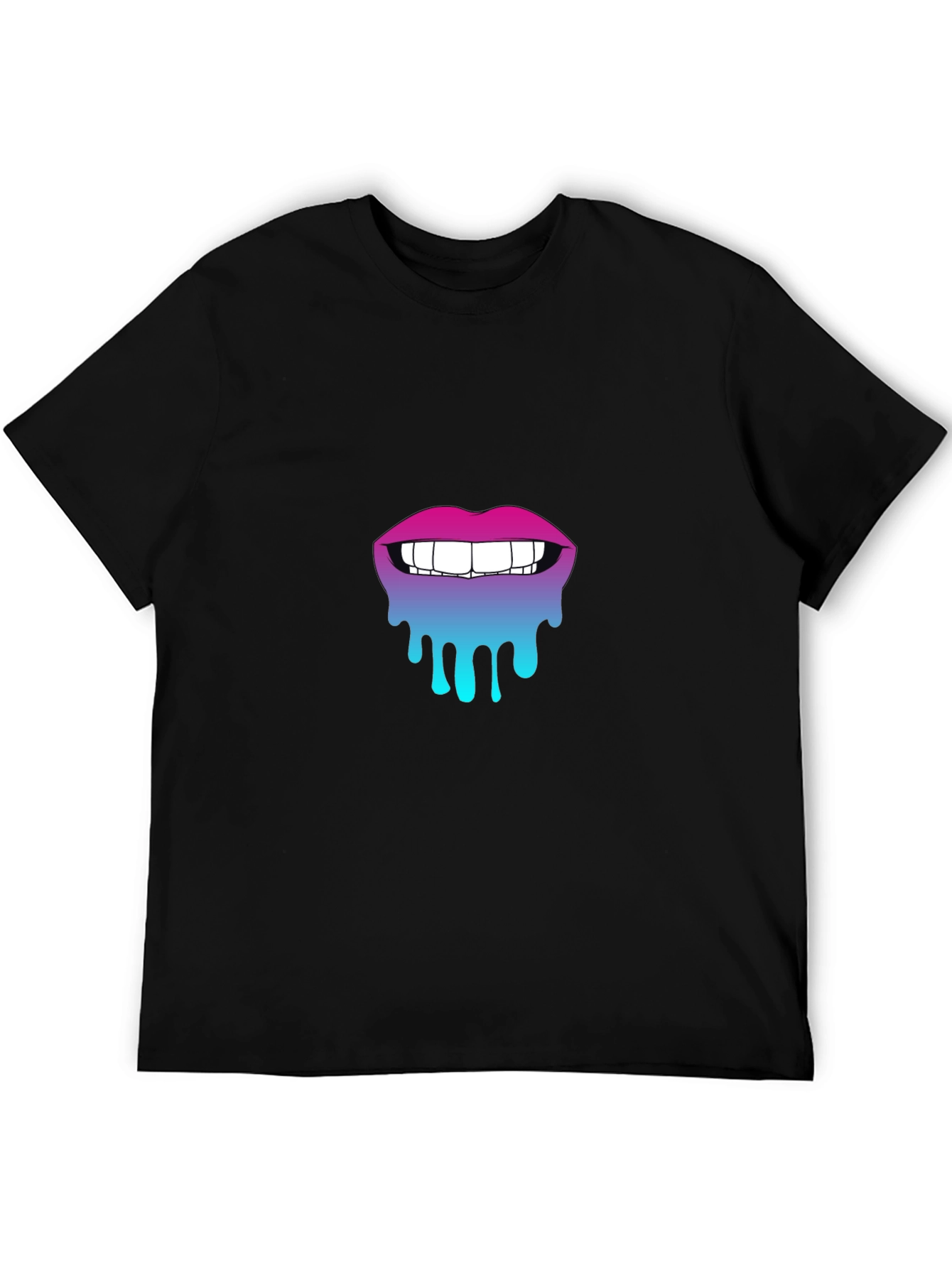 Dripping Lips Graphic Tee - Stylish Black Cotton T-Shirt