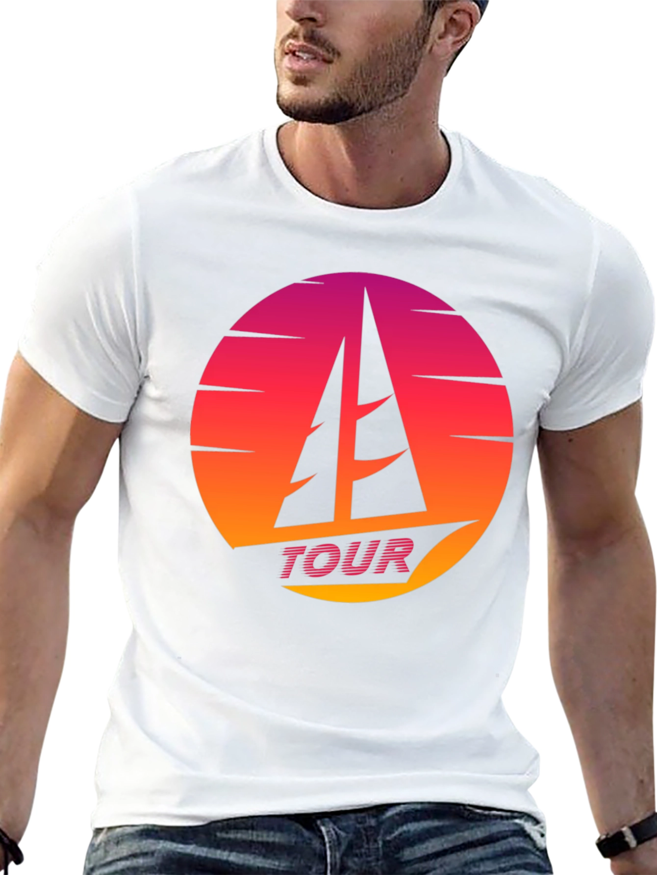 Retro Sunset Sailboat TOUR T-Shirt