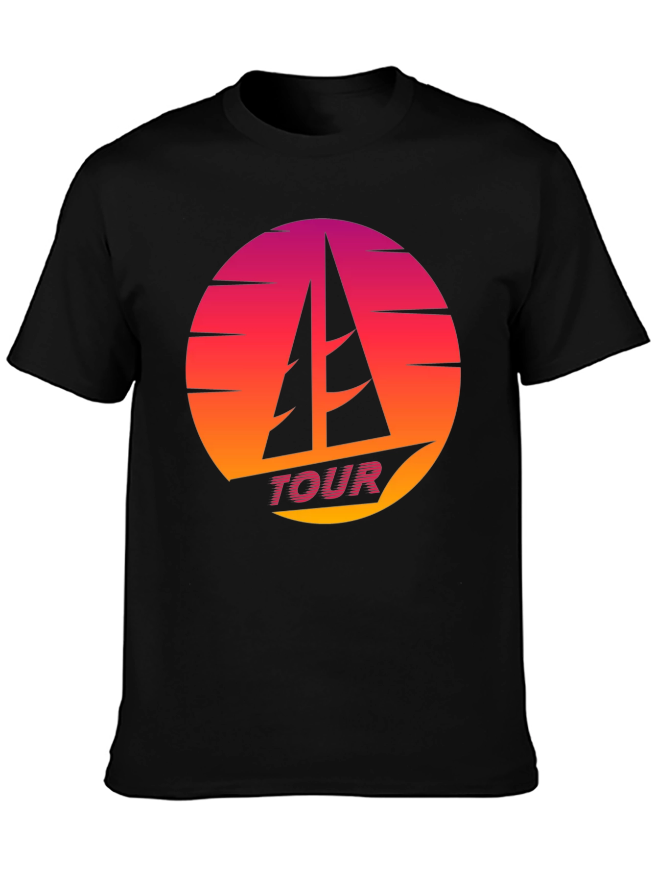 Retro Sunset Sailboat TOUR T-Shirt
